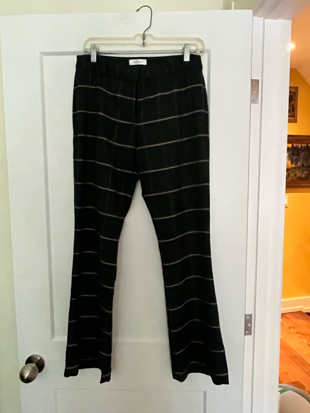 Anine Bing Cindy Bootcut/Kick Flare Check Plaid Green Black Yellow Pants S-M - Picture 3 of 9
